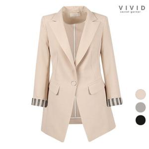 [비비드시크릿가너]VIVID 여성 모던 소매배색 원버튼 여름 정장자켓