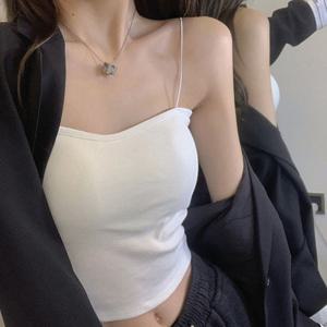 어나더뷰 내장캡 슬림핏 크롭 끈나시 브라렛 노와이어 1266