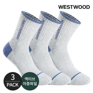 웨스트우드 여성 쿠션 컬러 라인 포인트 등산 중장목양말 3P_LG
