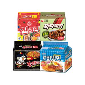 진라면 5개+팔도비빔면 5개+농심짜파게티 5개+삼양불닭볶음면5개