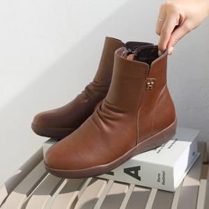 제이슈 /  제이슈   단독   빠른배송  소가죽 기모안감 힐런 앵클 숏부츠 3.5cm