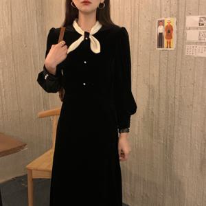 [웬디]프렌치 벨벳 리본 드레스 WP12902