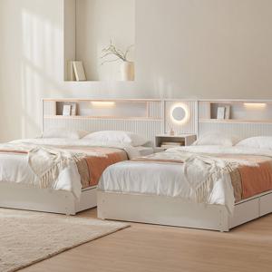 [보루네오] 호텔라인 KC756 편백 트윈침대 (중앙패널1개)