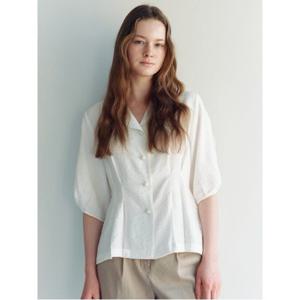 [Melissa] 버튼 포인트 링클 재킷형 블라우스  화이트 (ML4360B2