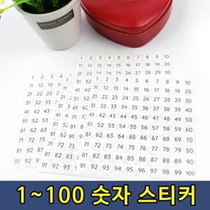 바탕 흰색 원형 숫자스티커 1-100번 1P 사물함 번호