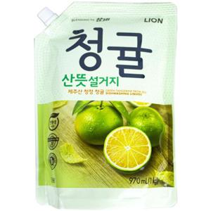 LION 참그린 청귤 산뜻설거지 리필 1kg