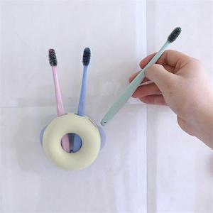도넛 모양 흡착식 칫솔 꽂이 4구 4인 홀더