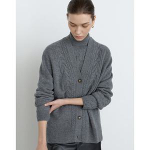 닥스 여성 24FW 울캐시미어혼방그레이 로고 버튼 브이넥 가디건 DLSW4DE91G2