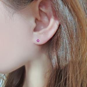 14k 로맨틱 루비 큐빅 피어싱 3mm