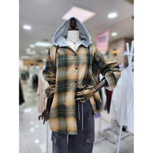 스테파니 세이브존08 보아털 후드 체크 남방 A24SH4403