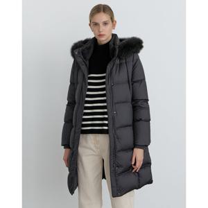 닥스 여성 24FW 블랙 탈착폭스퍼 후드 렉스퍼넥 구스다운 롱점퍼 DLJU4DE05BK