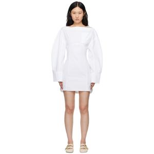 25 FW 쟈크뮈스 여성 화이트 라 카사 라 로브 슈미즈 카사코 미니 드레스 242553F052017