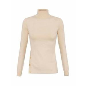 [ELISABETTA FRANCHI] 라프리마 여성 크루 넥 비스코스 터틀넥 위드 버튼 온 더 사이드 MK99S47E2CI4 화이트 /8