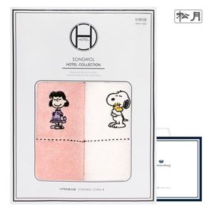 송월 스누피 프렌즈 2매 선물세트쇼핑백 기념수건