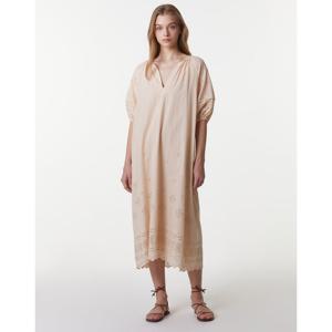 바네사브루노 24SS 클리어런스베이지 퍼프소매 펀칭 자수 롱원피스 VIDR4E207I2