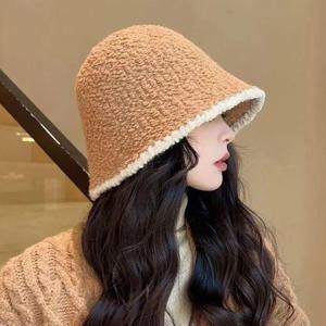 뽀글이 양털 벙거지모자 버킷햇 여성 겨울 방한모자