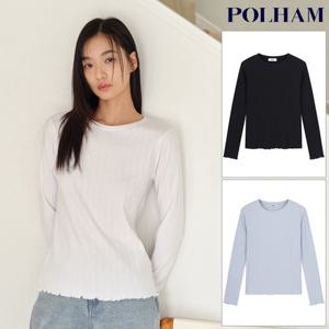 폴햄  여성 플리츠 립 긴팔 티셔츠(PHF2TS2410)