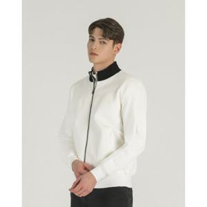 헤지스 골프 25SS 화이트 남성 소재배색 집업 가디건 HUSW5A111OW