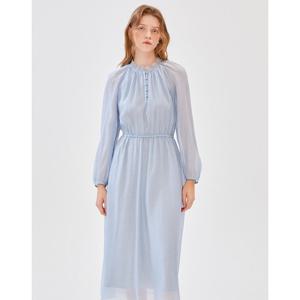 질스튜어트 뉴욕 여성 24FW 블루 프릴넥 허리 밴딩 롱원피스 JSDR4D230B4