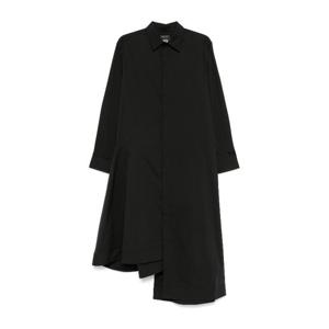 와이쓰리 버튼업 어시메트릭 헴 셔츠 원피스 JV5840 BLACK