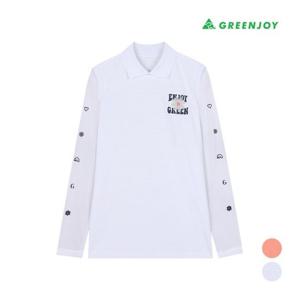 [그린조이]여성 소매 배색  솔리드  PK 티셔츠
