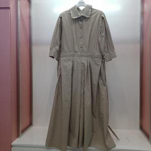 Destijl HC06 7부소매 주머니 바스락 카라 A라인 플레어 반팔 클래식 롱원피스 D2523op06B