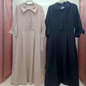 Destijl HC06 7부소매 주머니 구김없는 카라 A라인 플레어 반팔 걸롱원피스 D2523op05
