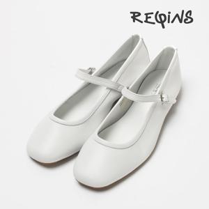 흐꺙 오너 여성 플랫슈즈 가죽 무광 화이트 TT09756-BLANC