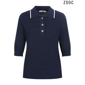 [주크]() 배색라인 카라넥 니트 (V232KSK940_NY)
