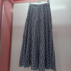 Latium HC06 A라인 캉캉 플레어 플리츠 허리반밴딩 체크 롱스커트 치마 T2523sk06B