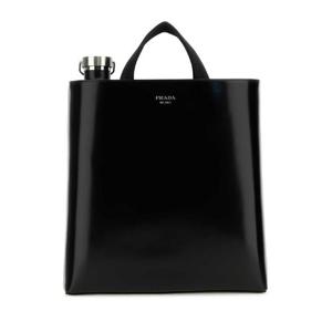 PRADA 블랙 가죽 쇼핑백 2VG113ZO6 F0002