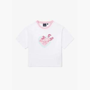 휠라반팔티 TQJ FK2RSG2P02F-OWH 파워퍼프걸 크롭 티셔츠
