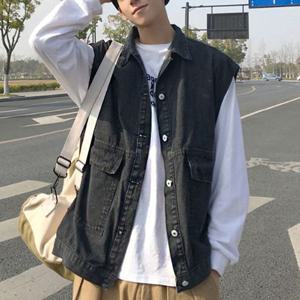 남자 오버핏 블랙 청자켓 데일리 외출 패션 조끼