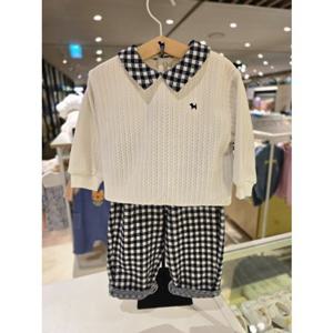 [블루독베이비] 25 FW(NY)체크 레이어드 상하세트(45A1361011) 출산 백일 돌 선물 유아 아가옷 조카 캐주얼