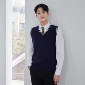 아트박스/두두 교복몰 보풀방지 네이비화이트라인 롱조끼(남자)