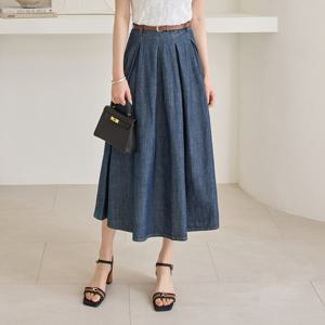 [모리스커밍홈] [벨트SET]데님 주름 스커트_M2507SK046B