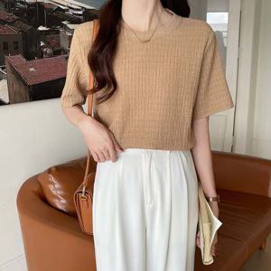G126702_여름 쿨링 와플 반팔티셔츠 반팔티셔츠 시원한티 와플티 아이스쿨링 자가드반팔 여성와플티 주름티셔츠 라운드티셔츠 기본티셔츠 여름이너