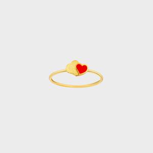 [베티블루] 995 999 24K 순금 에나멜 더블 하트 여성 여자 1.45g 금 링 반지