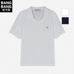 뱅뱅 HC04 여성 오픈카라 브이 퍼프소매 반팔 티 NTL367