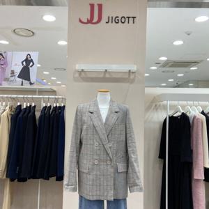[JJ JIGOTT]린넨 체크 더블버튼 레터링 자켓 GM5A0JKJ6_JJ