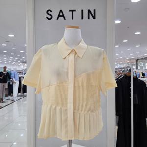[샤틴]주름배색 반팔 블라우스 S252C271_YS