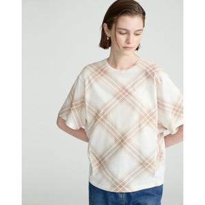 닥스 여성 25FW 베이지 체크 면 반팔티셔츠 DLTS5C701I1