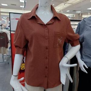 Latium HC06 구김 없는 엉덩이길이 옆트임 7부반팔 깔끔한 카라 셔츠블라우스 T2553bl02B