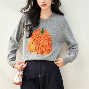 의류 데일리 라운드니트 티셔츠 G126781 패턴 빈티지호박