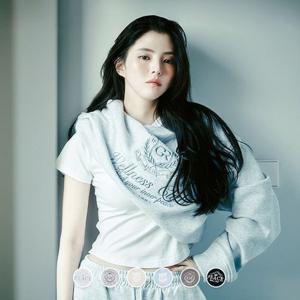 [지오다노]한소희 착용 여자 루즈핏 자수 그래픽 프린트 긴팔 맨투맨 티셔츠 325510