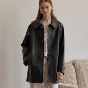 Belt point vegan leather jacket - Black [BE24FAJK003BK-]