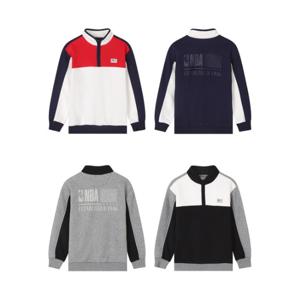 [엔비에이키즈(아동)]NBA USA라벨 컬러블록 반집업 맨투맨(K243TS150P)