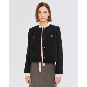 질스튜어트 뉴욕 여성 25SS 인기상품 리오더 블랙 포켓 소매 커프스 울혼방 트위드자켓 JSJA5B140BK