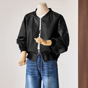 [커스텀에이블] 데일리 블루종 레더점퍼_T2509JP008C