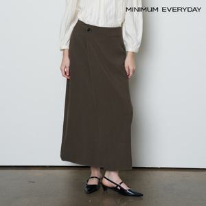 [미니멈][미니멈 에브리데이]H라인 사이드 버튼 랩 롱 스커트 (EB3WH008D)